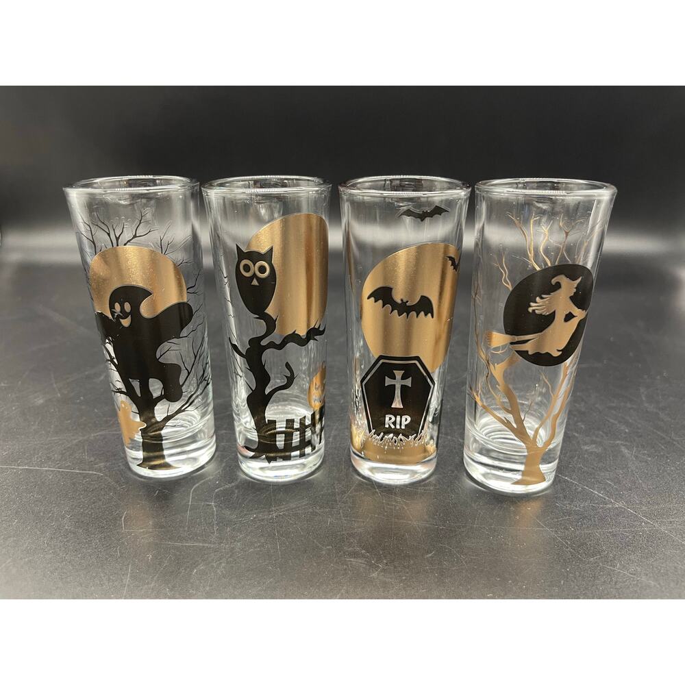 Halloween Black & Metallic Copper 2 oz Set of 4 Shot Glasses